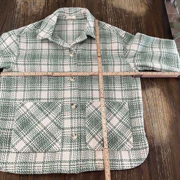 Ott Green & White Plaid Button Front Shacket Jacket – Size M/L - Picture 10 of 13